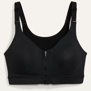 Old Navy High-Support PowerSoft Zip-Front Sports Bra, 40DD, Black